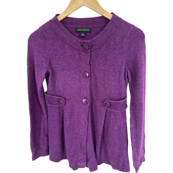 Banana Republic Wool Blend 3 Button Cardigan Waist Tab Belt Purple Size Small - Picture 11 of 16